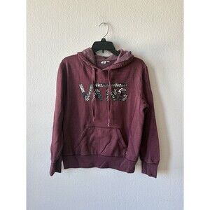 Vans Women’s Maroon Graphic Black And White Hooded Sweatshirt, Size Medium